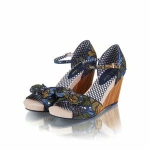 Ruby Shoo Molly Womens Sandal Wedge Shoe Jungle Tropical (Navy) RRP £55.00 - Picture 1 of 3