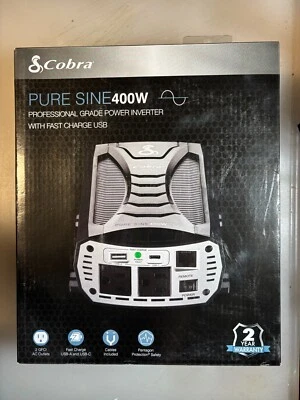 Cobra PURE SINE 400W Pure Sine Wave 400 Watt Power Inverter with Cables CPAP-NEW - Image 1 of 2
