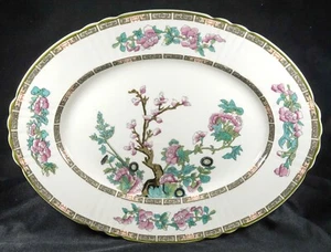 Myott Staffordshire 12 1/2" Oval Serving Platter Indian Tree Green (Scalloped) - Picture 1 of 5