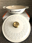 Le Creuset Dutch Oven Signature Marmit Pot Cast Iron Cocotte Fleur 22cm White