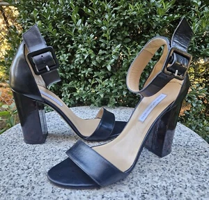 Diane Von Furstenberg Black Leather Ankle Strap Sandal Size : 8.5B - Picture 1 of 14