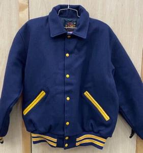 Game Sportswear USA WOOL VARSITY JACKET Navy/Gold/White Mens MEDIUM NEW!!! - Picture 1 of 5