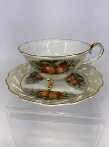 Juego de tazas y platillos de té vintage Victoria Ceramics Japón Collector manzana - Imagen 1 de 10