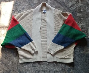 Cabi Knit Cardigan Women Sz. L Cottage Colorblocked Striped Teacher Cotton - Picture 1 of 9