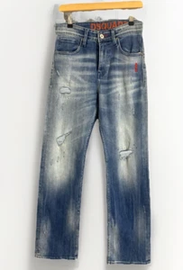 DSQUARED2 Mens retro straight leg distress acid wash embroidery jeans W30 (436 - Picture 1 of 10
