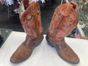Vintage Double H Men's 9 D Brown Buckaroo Designer Western Cowboy Work Boots - Picture 1 of 6
