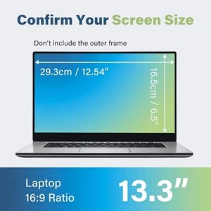Laptop Privacy Screen 13.3 Inch 16:9 Aspect Monitor, Anti Glare Blue Light - Picture 1 of 1