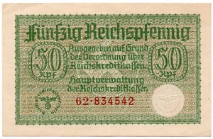 Nazi Germany WWII 50 Reichspfennig Banknote WWII 62-834542 - Picture 1 of 2