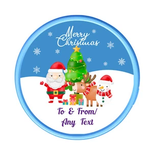 Etiqueta personalizada de tina de chocolate de Navidad, héroes, rosas pegatina secreta - Imagen 1 de 4
