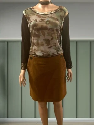 Cynthia Rowley Falda Lana Mini Falda Marrón Talla Bolsillos Talla 10 Mediana Foto 1 de 4