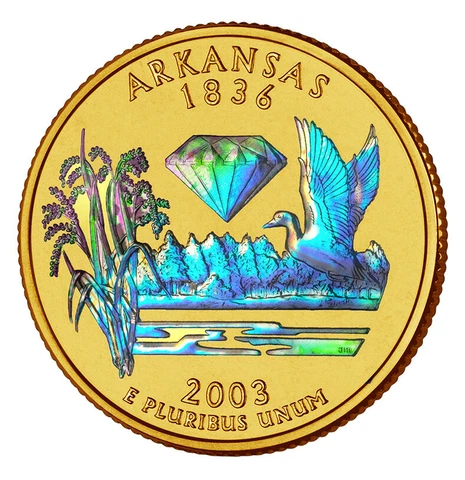 2003 Arkansas Quarter 24 Karat Gold layered with Hologram Detail Cover