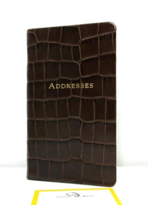 Address Book 3x5" Pocket Size Leather Soft Cover Graphic Image Brown Croc Lst$40 - Image 1 of 4