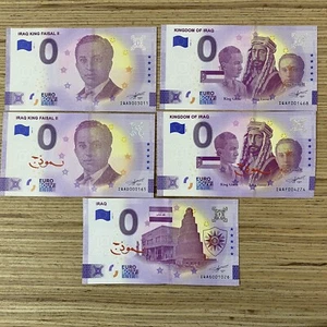 Juego de 5 billetes de recuerdo de 0 euros IQAG, IQAD, IQAF King Faisal I II billetes - Imagen 1 de 8