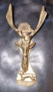 Vintage Brass Stag Door Knocker With Fox Detail 5.25 Inches Long - Picture 1 of 5