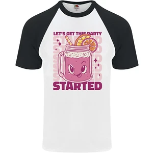 Party Started Alcohol Beer Hen Doo Stag Do Mens S/S Baseball T-Shirt - Picture 1 of 50