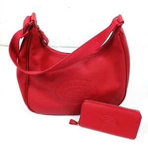 Lacoste Flame Scarlet PVC Hobo Bag and Large Zip Wallet Set 