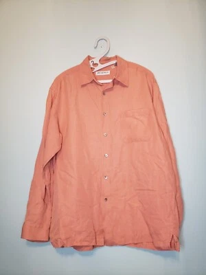 Per Lui Per Lei Mens Sz L Shirt Long Sleeve Button Front Linen Silk Blend  - Image 1 of 4