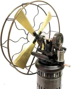 Antiguo ventilador de mesa de trabajo de vapor con aspas de 15" estilo vintage metal latón - Imagen 1 de 4