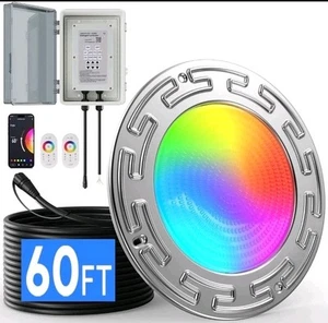 PoCare 60 W 10 Zoll Smart LED Poolbeleuchtung für unterirdischen Pool 60 Fuß Kabel - Bild 1 von 7