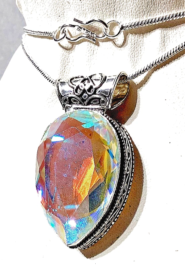 MYSTIC REGENBOGEN TOPAS EDELSTEIN Anhänger 925ER STERLINGSILBER HANDGEF. M.KETTE - Bild 1 von 4