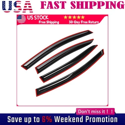 Protectores de lluvia para Subaru WRX STI 2015-2021 negro con cinta estilo Mugen fuera de canal Foto 1 de 4