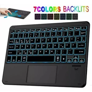 Backlit Bluetooth Keyboard with Touchpad Ultra Slim Lightweight Android IOS Wind - Picture 1 of 10