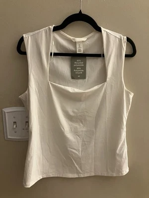 Camisola sin mangas blanca H&M talla grande nueva con etiquetas poliamida se siente como seda Foto 1 de 4