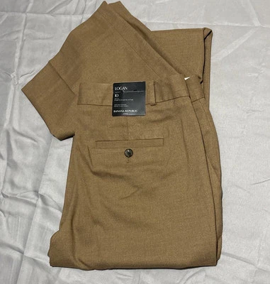 NEW Banana Republic Logan Dress Pants Size 10 32x32 Camel Brown Tan Trousers NWT — 第 1/4 张图片