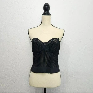 Vintage Black Lace Bustier Bra Corset - Picture 1 of 4