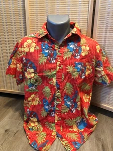 Star Wars Men's Hawaiian Shirt Baby Yoda Disney Cartoon Medium M (H67) Red - Picture 1 of 8