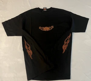 Camicia Vintage 02 Uomo Harley Davidson Orange Flames FL XL Made in USA Hanes Beefy - Foto 1 di 12