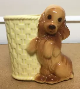 Royal Copley Planter Cocker Spaniel Sitting up with Basket Excellent Condition - Picture 1 of 7