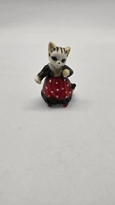 Vtg Mini Bone China Anthropomorphic Cat 2" - Picture 1 of 4
