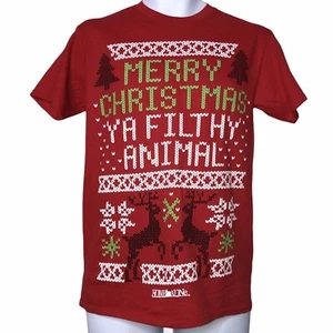 NWT Home Alone Movie Merry Christmas Ya Filthy Animal Holiday Red Tee T-Shirt S - Picture 1 of 7