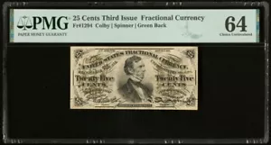 PMG 64 FR# 1294 1863 Fractional Union Currency 25c, Union Civil War Third Issue - Picture 1 of 5