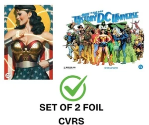 NEW HISTORY OF THE DC UNIVERSE #1 SET OF 2 FOIL CVRS ARTGERM RYAN SOOK WRAP NM - Bild 1 von 1