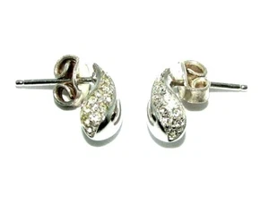 Ladies / Women's Silver 925 Teardrop Earrings With Inlaid clear stones - Picture 1 of 5