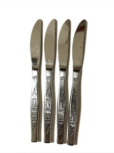 Ekco EHP DANIA Stainless Hollow Dinner Knives Floral Scrolls Burnished 4 Pcs - Picture 1 of 5