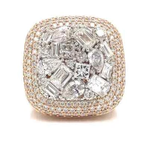 Men 2.89ct Round Multi Cut Simulated Diamond Top Ring 14K Yellow Gold Finish - Picture 1 of 5