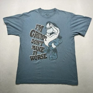 Disney Blue ‘ I’m Grumpy Don’t Make It Worse’ T-Shirt Sz L Vintage 90s Y2K Style - Picture 1 of 5