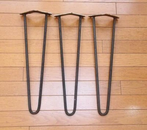 3 Mid Century Modern Wrought Iron Hairpin Table Legs Angle Mount Bracket 15  3/4 - Picture 1 of 8