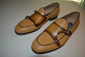 Corrente Men Brown Beige Double Buckle Slip On Dress Shoes Size 7M - Picture 1 of 13