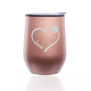 Stemless Wine Tumbler Coffee Travel Mug Glass Cup w/ Lid Love Heart Basketball - Picture 1 of 9
