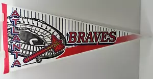 MLB Atlanta Braves Vintage Circa 1994 Stadium Team Logo Baseball Pennant - Picture 1 of 5