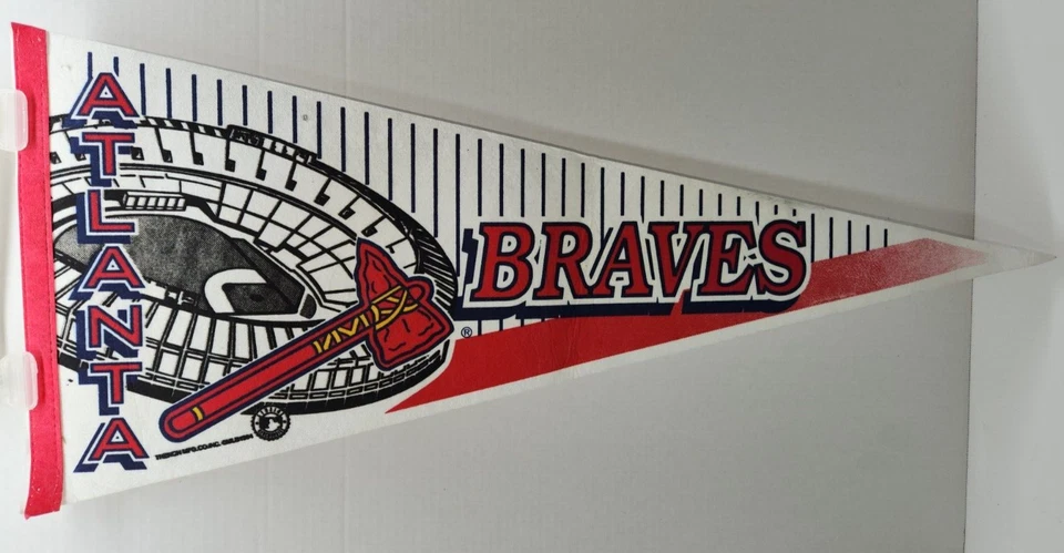 MLB Atlanta Braves Vintage Circa 1994 Stadium Team Logo Baseball Pennant - Image 1 of 4