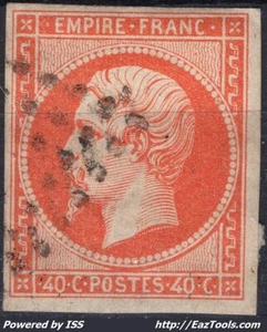 FRANCE EMPIRE 40c ORANGE VIF N°16a AVEC OBLITERATION PETIT CHIFFRE - Picture 1 of 2