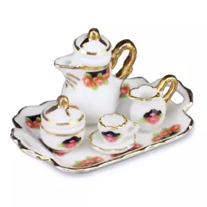 DOLLHOUSE 1:12 SCALE REUTTER BLACK ROSE COFFEE SET 1.648/8 - Picture 1 of 1