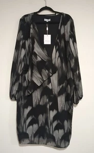 Wayne Cooper Black And Grey Evening Dress Knee Length Long Sleeve Chiffon 18 - Picture 1 of 8