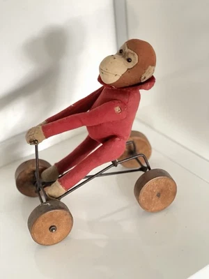 Steiff Record Peter  1913-1938 20cm Alter Affe Auf Rädern Old Monkey On Wheels - Bild 1 von 4