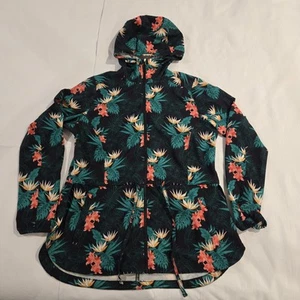 Duluth Trading Women's Black With Floral Lightweight Rain Jacket With Hood Med - Picture 1 of 13